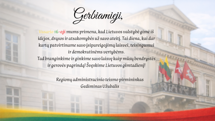Sveikinimas su Lietuvos valstybės atkūrimo diena!